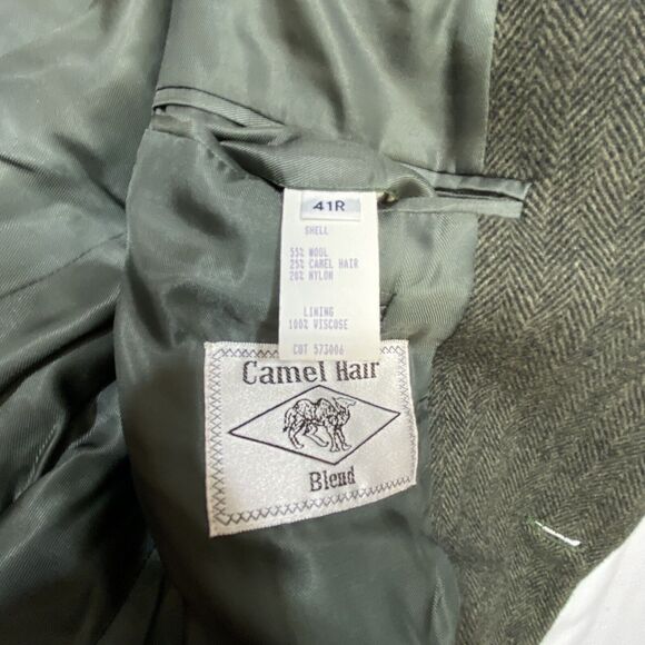Vintage Ron Chereskin Blazer Mens 41R Green Tweed Camelhair Corpcore Jacket - Picture 11 of 13